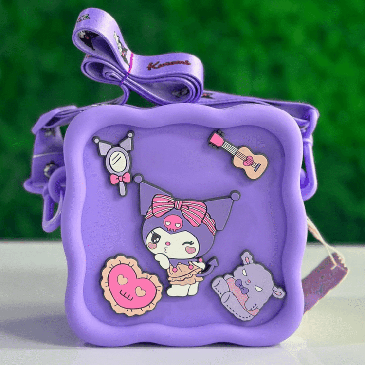 Bolso Kuromi Manos Libres Cuadrado Con Pines