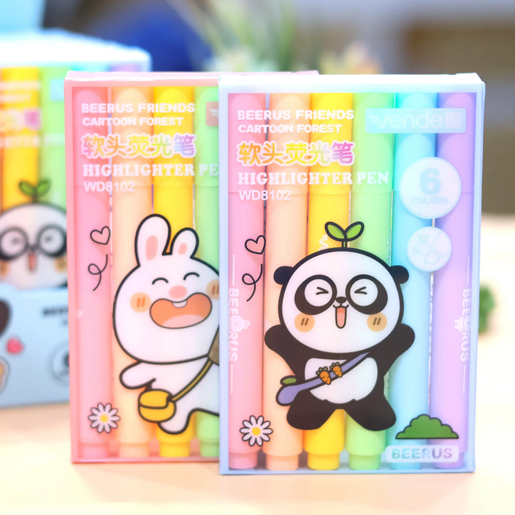 Resaltador Kawaii Panda, Conejo X 6 Colores
