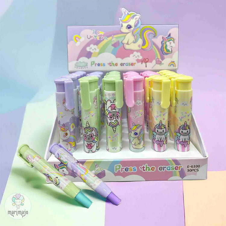 Borrador Retractil Unicornio Kawaii