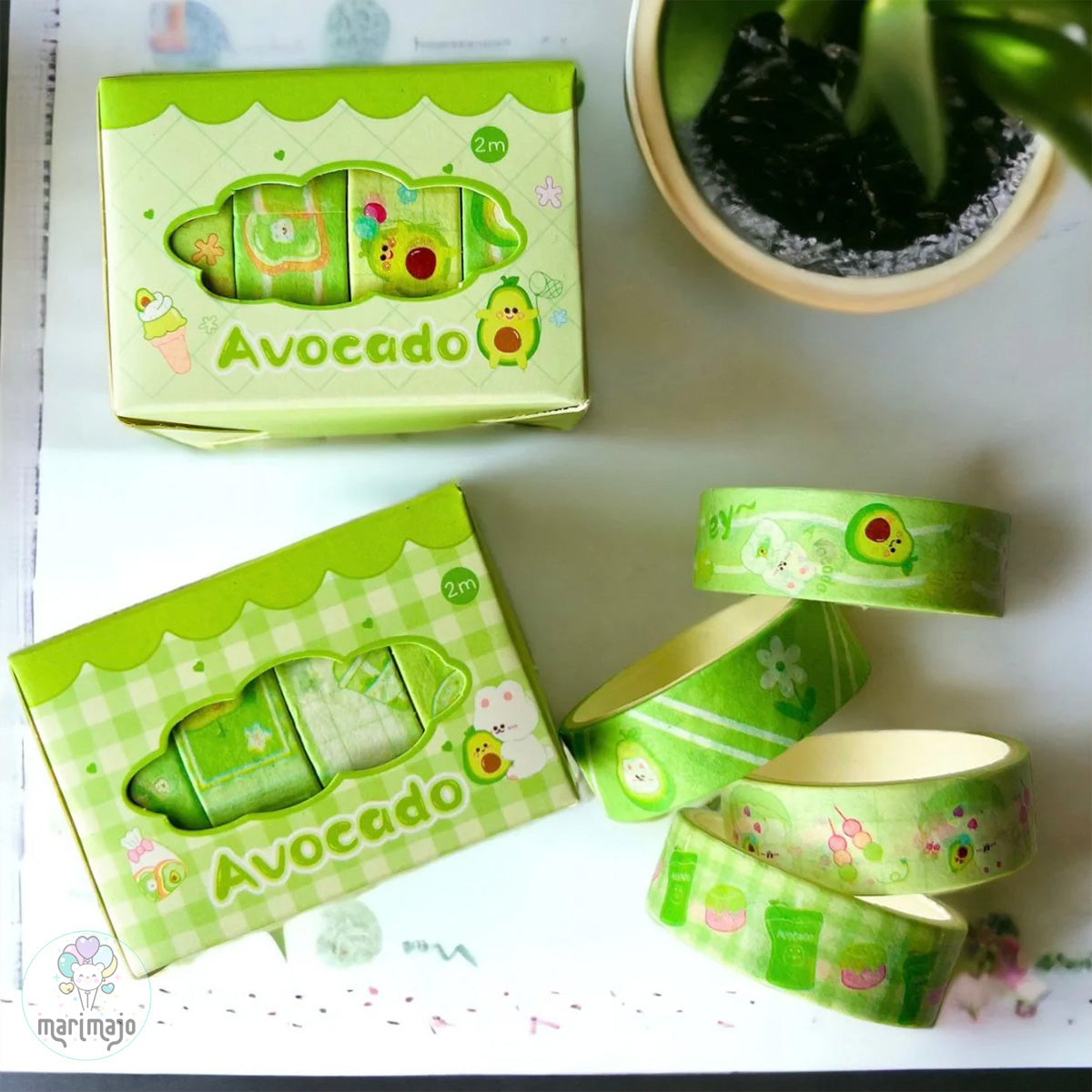 Cinta Washi MT EX Con Diseño De Aguacate - 15 Mm X 7 M, Decorativa Y Reusable