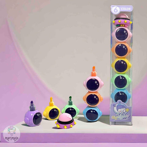 Resaltador Astronauta Apilable 6 Colores