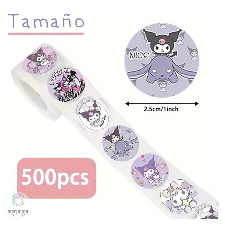 Rollo 500 Stickers Hello Kitty, Cinnamoroll, Pochacco, Kuromi