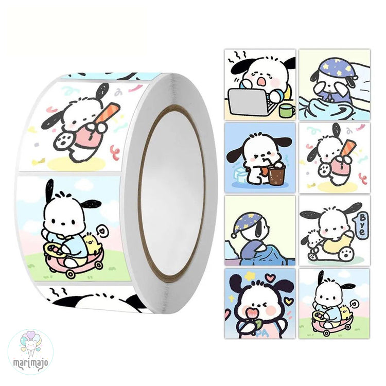 Rollo 500 Stickers Hello Kitty, Cinnamoroll, Pochacco, Kuromi
