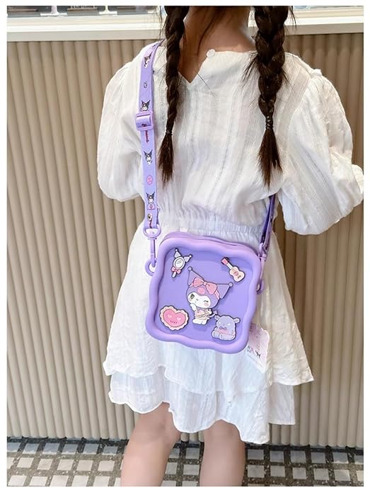 Bolso Kuromi Manos Libres Cuadrado Con Pines