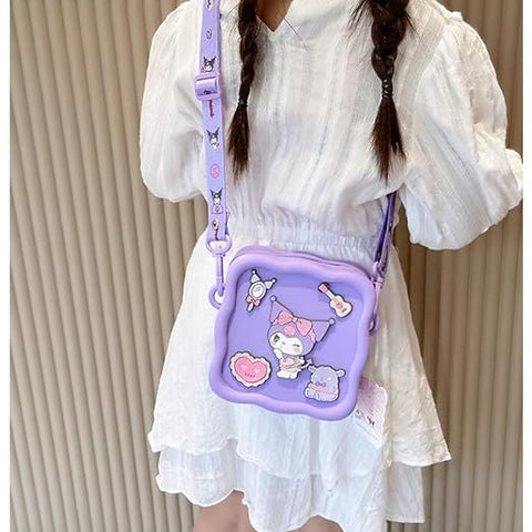 Bolso Kuromi Manos Libres Cuadrado Con Pines