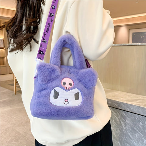 Mini Bolso Kuromi Felpa Manos Libres Morado
