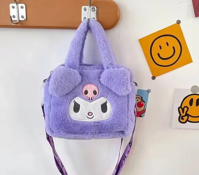 Mini Bolso Kuromi Felpa Manos Libres Morado