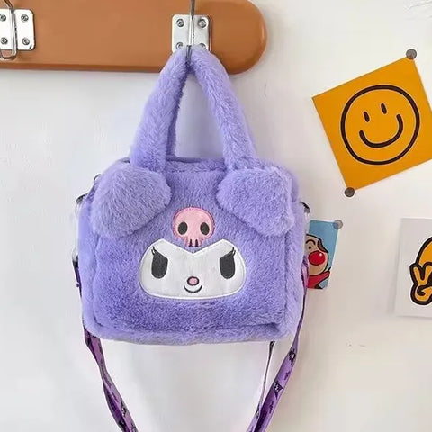 Mini Bolso Kuromi Felpa Manos Libres Morado