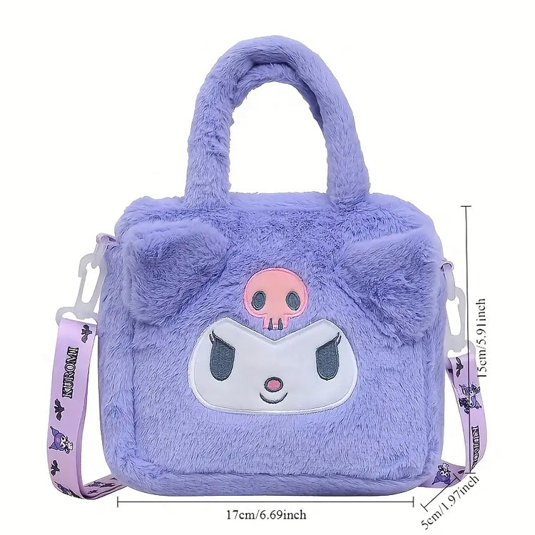 Mini Bolso Kuromi Felpa Manos Libres Morado
