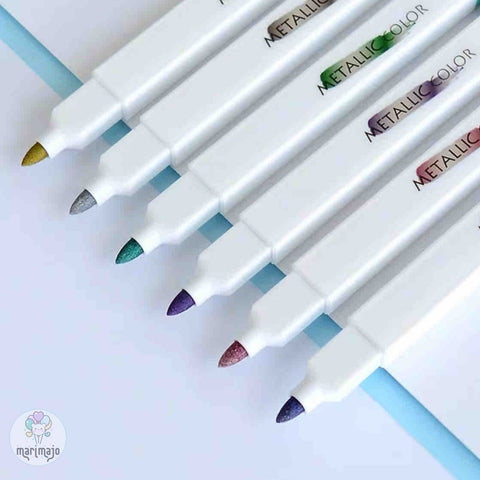 Marcador Metalizado Doble Punta x 6 Colores