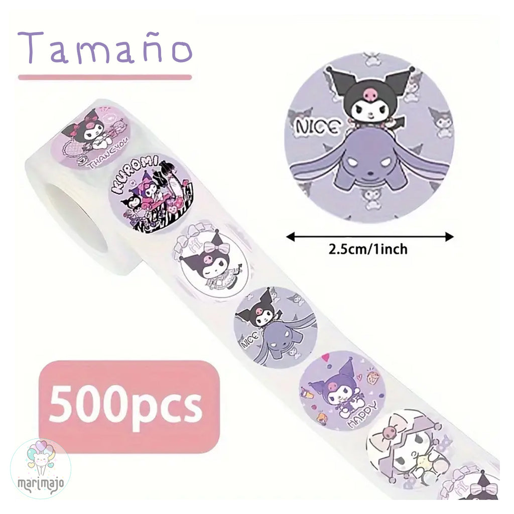 Rollo 500 Stickers Hello Kitty, Cinnamoroll, Pochacco, Kuromi